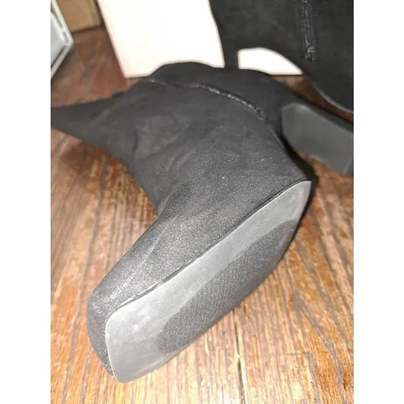 New 10E Extra Wide JustFab Black Lillianna Bootie Boot High Heel Shoes