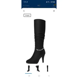 New 7 Dream Pairs Sarah Black Knee Platform Stiletto High Heel Boots Rhinestone
