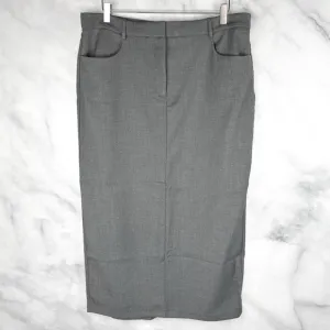 NEW Abercrombie &amp; Fitch Tailored Mid Waisted Midi Pencil Trouser Skirt Gray L