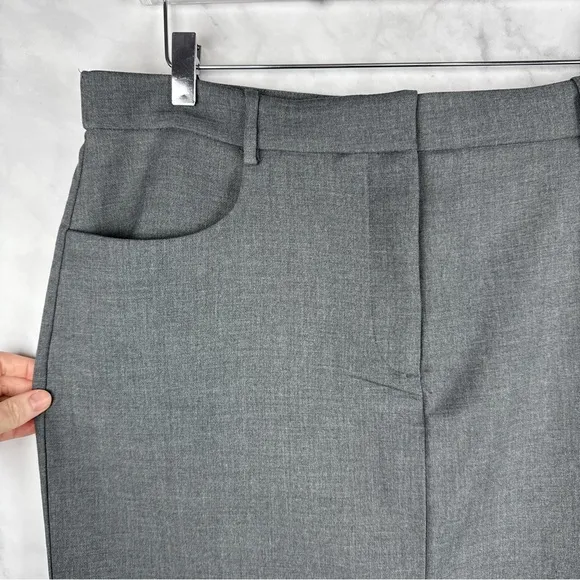 NEW Abercrombie &amp; Fitch Tailored Mid Waisted Midi Pencil Trouser Skirt Gray L