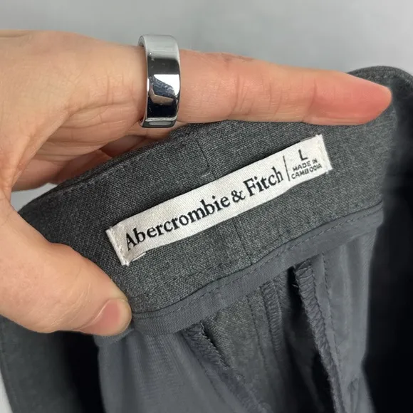 NEW Abercrombie &amp; Fitch Tailored Mid Waisted Midi Pencil Trouser Skirt Gray L