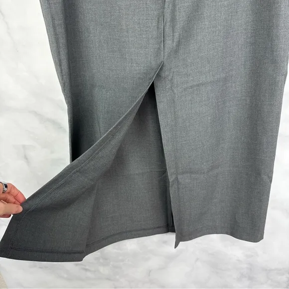 NEW Abercrombie &amp; Fitch Tailored Mid Waisted Midi Pencil Trouser Skirt Gray L