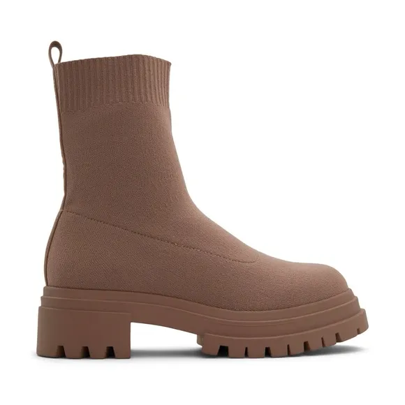 NEW Aldo Shoes North Stretch Knit Chunky Platform Ankle Boot Booties Nude Tan 10