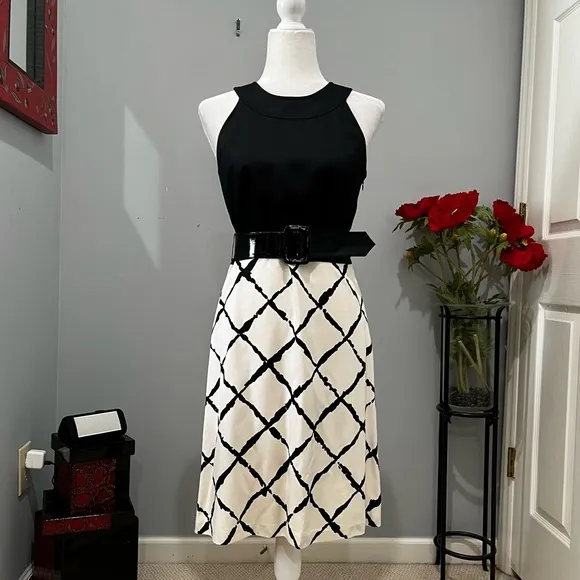 NEW Ann Taylor Silk Classic Tailored Hourglass Fit Flare Belted City Dress NWOT