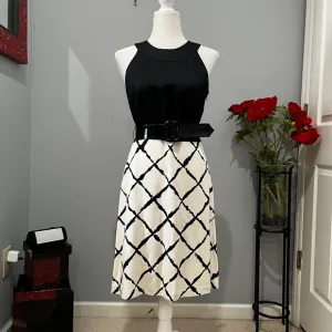 NEW Ann Taylor Silk Classic Tailored Hourglass Fit Flare Belted City Dress NWOT