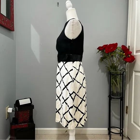 NEW Ann Taylor Silk Classic Tailored Hourglass Fit Flare Belted City Dress NWOT