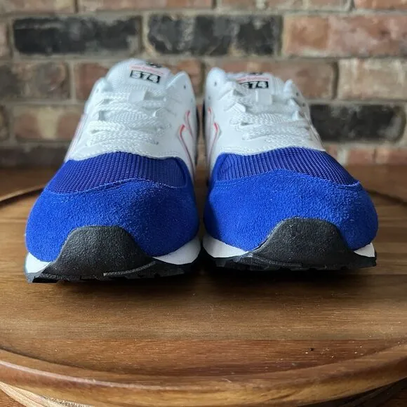 New Balance 574 Sneakers Shoes Suede Red White Royal Blue Men's 7 Women's 8.5