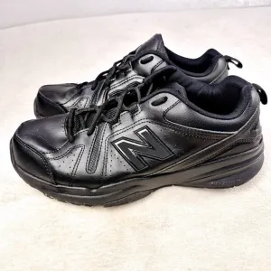 New Balance 608 Men's 10 Slip Resistant Shock Absorb Black Leather Sneaker Shoes