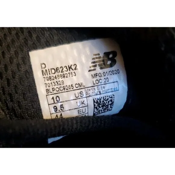 New Balance 623 Athletic Shoes Slip &amp; Oil Resistant Mens Size 10 Black
