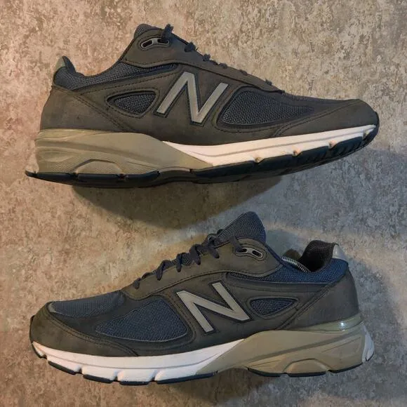 New Balance 990 V4 Shoes USA Men's US 13 D Navy Blue / Brown U.S.A Made Sneakers