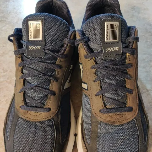 New Balance 990 V4 Shoes USA Men's US 13 D Navy Blue / Brown U.S.A Made Sneakers