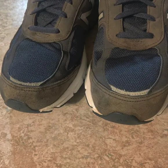 New Balance 990 V4 Shoes USA Men's US 13 D Navy Blue / Brown U.S.A Made Sneakers