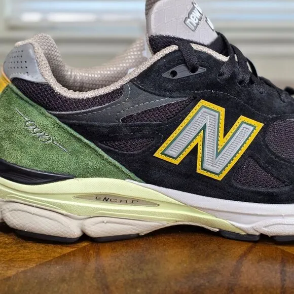 New Balance 990v3 Made In USA Black Green Casual Shoes Suede Encap 10.5  M990CP3