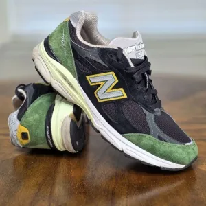 New Balance 990v3 Made In USA Black Green Casual Shoes Suede Encap 10.5  M990CP3