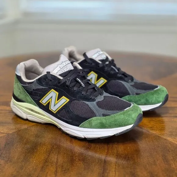 New Balance 990v3 Made In USA Black Green Casual Shoes Suede Encap 10.5  M990CP3