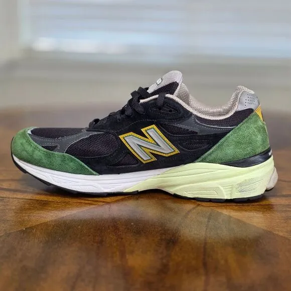 New Balance 990v3 Made In USA Black Green Casual Shoes Suede Encap 10.5  M990CP3