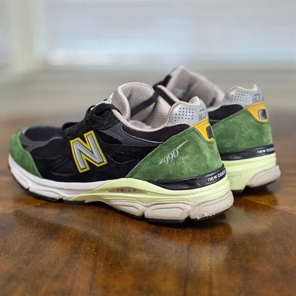 New Balance 990v3 Made In USA Black Green Casual Shoes Suede Encap 10.5  M990CP3