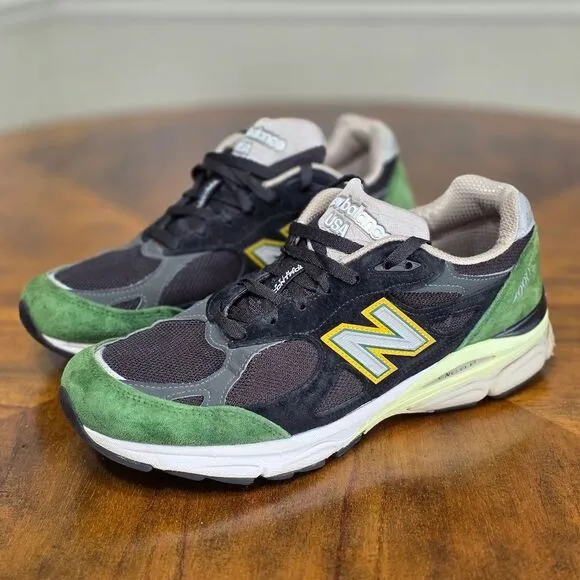 New Balance 990v3 Made In USA Black Green Casual Shoes Suede Encap 10.5  M990CP3
