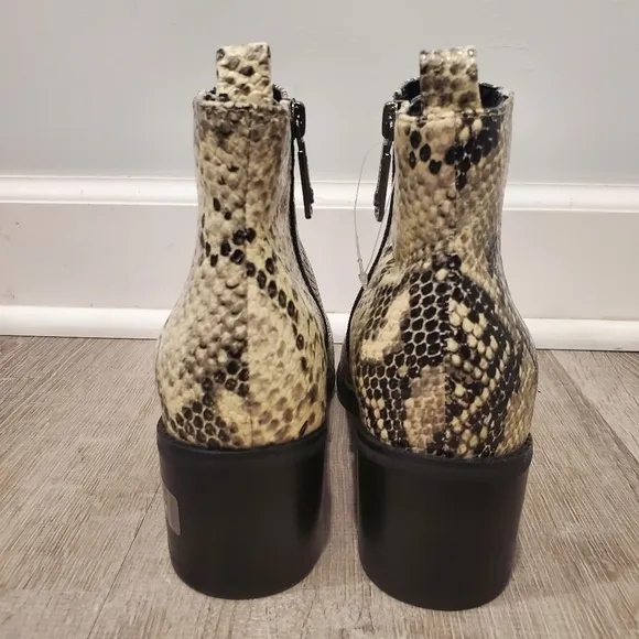 NEW BLONDO Elvina Snakeskin Gray Waterproof Ankle Boots
