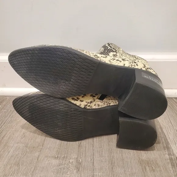 NEW BLONDO Elvina Snakeskin Gray Waterproof Ankle Boots