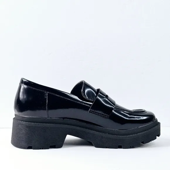 New! Blondo School Waterproof Patent Leather Platform Chunky Heel Loafer Shoes