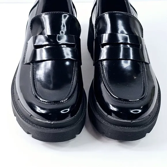 New! Blondo School Waterproof Patent Leather Platform Chunky Heel Loafer Shoes