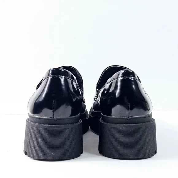 New! Blondo School Waterproof Patent Leather Platform Chunky Heel Loafer Shoes