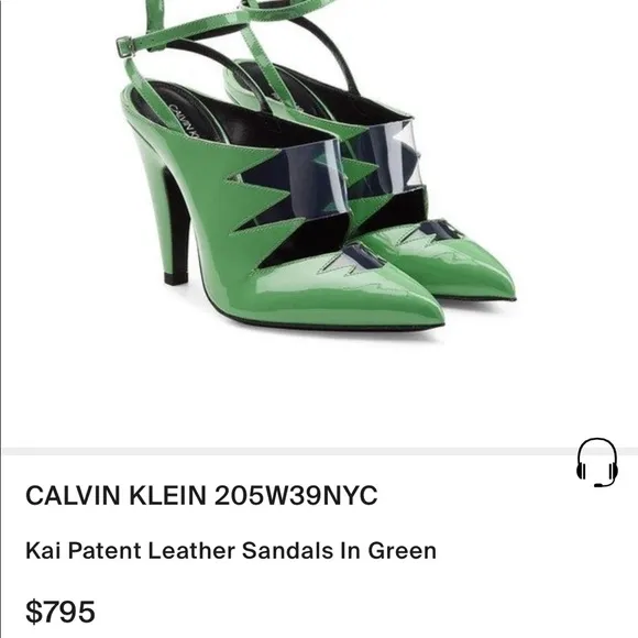 New Calvin Klein 205W39NYC green Kai runway heels as seen on Beyonce