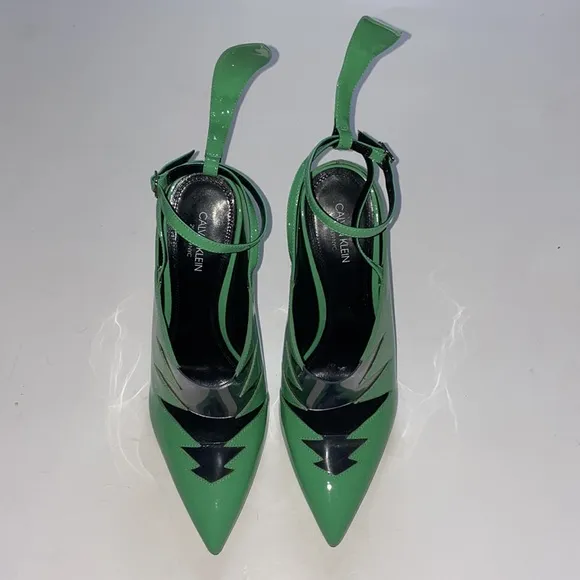 New Calvin Klein 205W39NYC green Kai runway heels as seen on Beyonce
