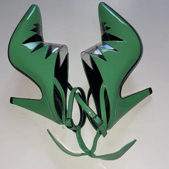 New Calvin Klein 205W39NYC green Kai runway heels as seen on Beyonce