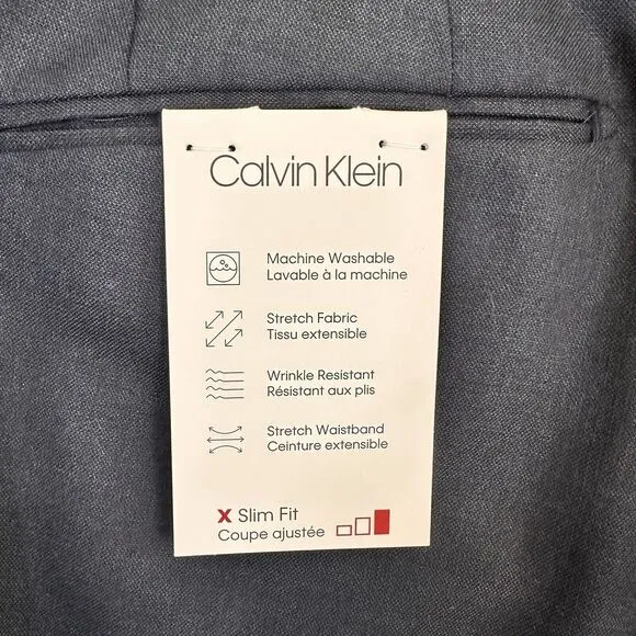 NEW Calvin Klein JEROME Men's Slim-Fit Performance Dress Pants Blue 38x32