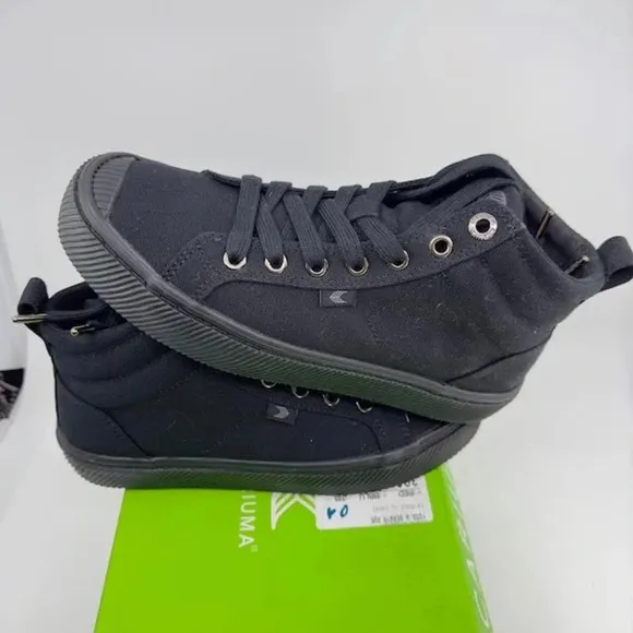 NEW Cariuma OCA High Top Canvas Sneaker Shoes Lace-Up All Black Unisex W6 M4.5