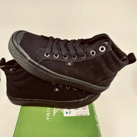 NEW Cariuma OCA High Top Canvas Sneaker Shoes Lace-Up All Black Unisex W6 M4.5