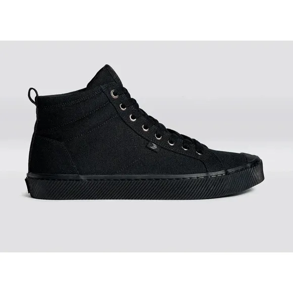 NEW Cariuma OCA High Top Canvas Sneaker Shoes Lace-Up All Black Unisex W6 M4.5