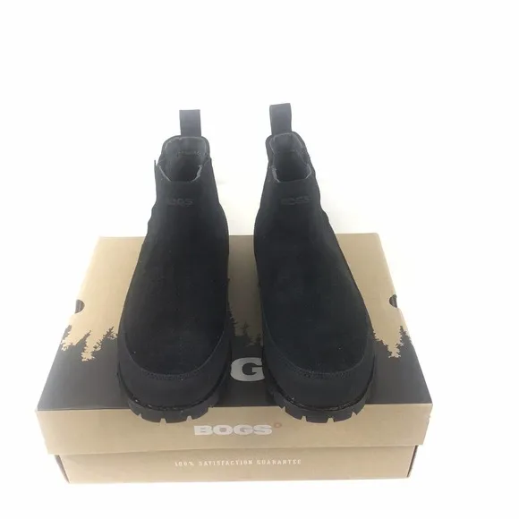 NEW Casper Mid Classic Bogs Black Boots Mens Sz 10 Leather Upper