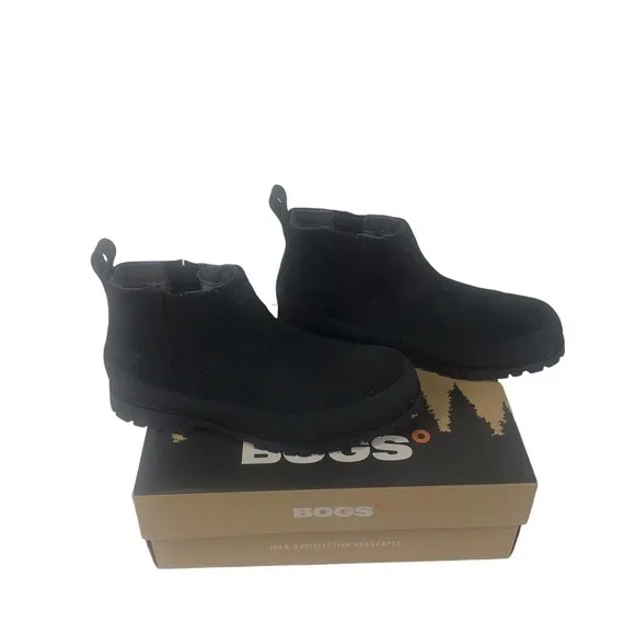 NEW Casper Mid Classic Bogs Black Boots Mens Sz 10 Leather Upper