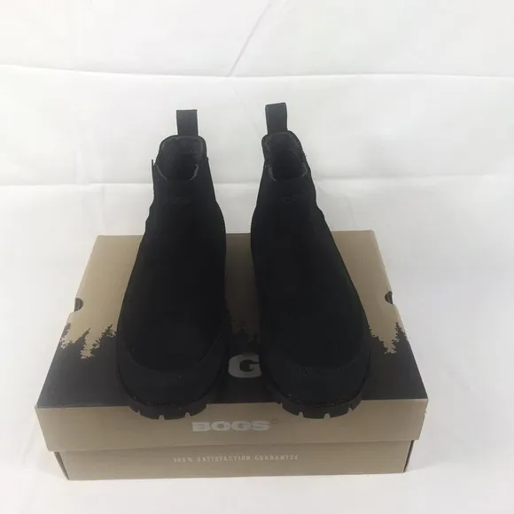 NEW Casper Mid Classic Bogs Black Boots Mens Sz 10 Leather Upper