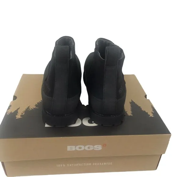 NEW Casper Mid Classic Bogs Black Boots Mens Sz 10 Leather Upper