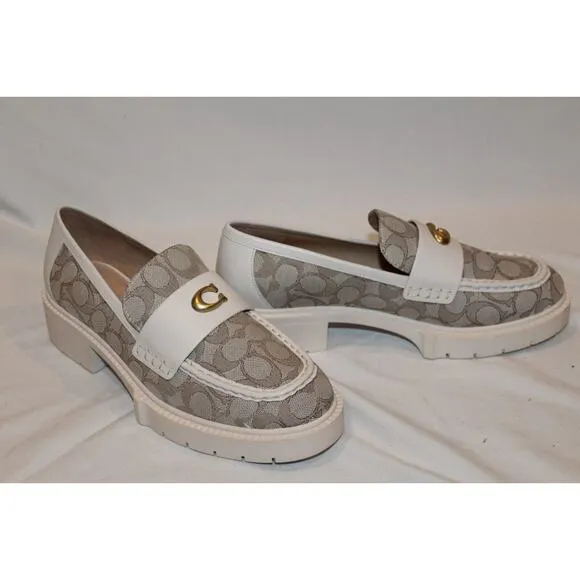 NEW COACH Leah Jacquard Loafer (Stone/Chalk) Women's Shoes Sz‎ 11