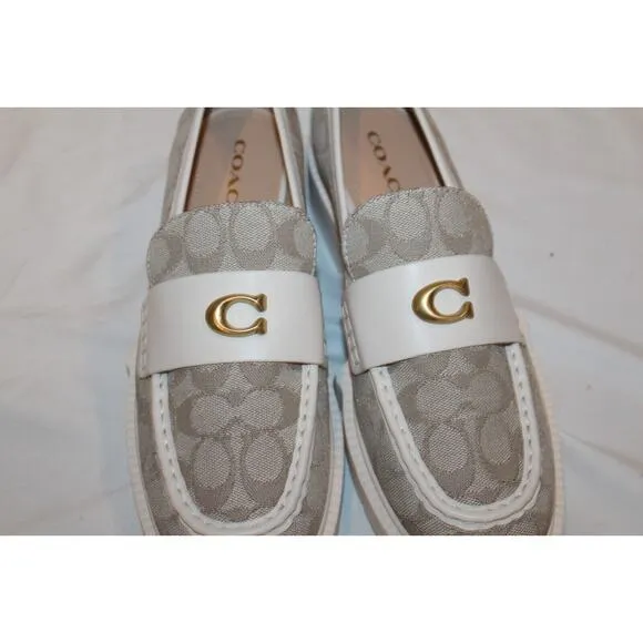 NEW COACH Leah Jacquard Loafer (Stone/Chalk) Women's Shoes Sz‎ 11