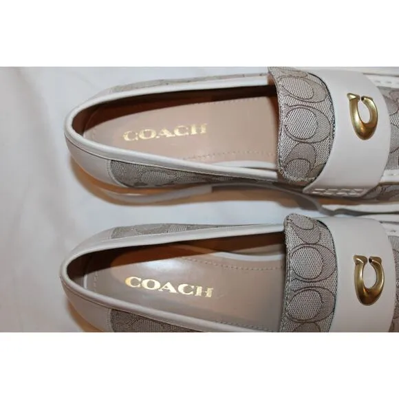 NEW COACH Leah Jacquard Loafer (Stone/Chalk) Women's Shoes Sz‎ 11