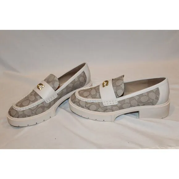 NEW COACH Leah Jacquard Loafer (Stone/Chalk) Women's Shoes Sz‎ 11