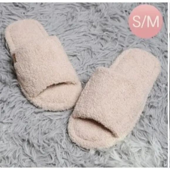New Comfylux Beige Sand Open Toe Soft Home Indoor Floor Slippers Size S/M