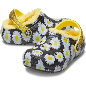 NEW CROCS Size 6 Toddler Classic Lined Vacay Vibes Clog - Black Daisy