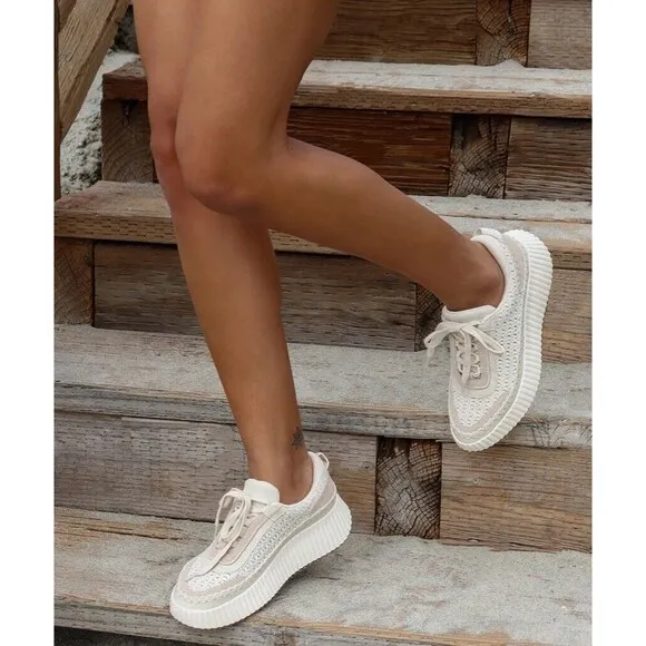 new DOLCE VITA DOLEN SANSTONE KNIT SNEAKERS WOMEN Sz 9 SHOES Platform