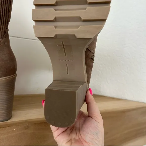 New Dolce Vita Marni H2O Truffle Taupe Suede Leather Mid-Calf High Heel Boots