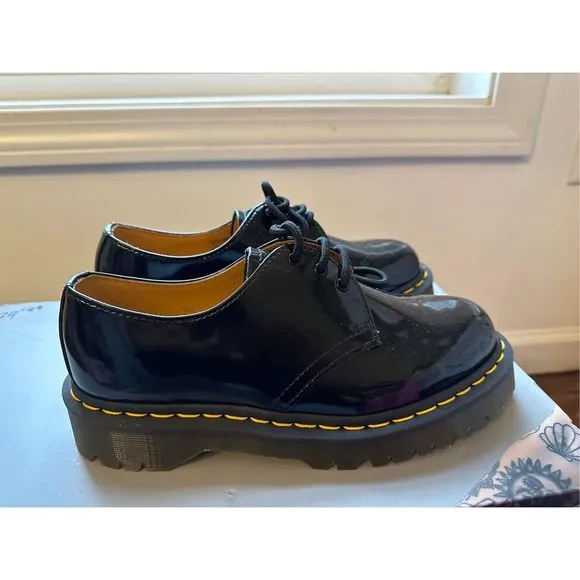 NEW Dr Martens 1461 Bex Shoes Black Patent Lamper Size 6