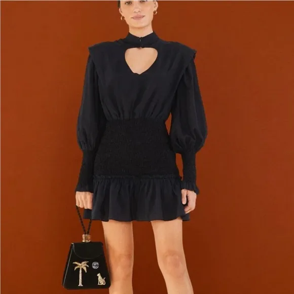 NEW Farm Rio Black Heart Neckline Mini Dress Size Small