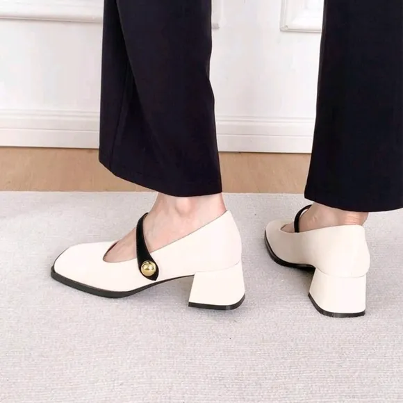 New Fashion Women's Chunky Heel Pumps With Color Block Design