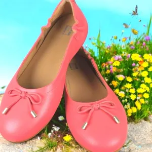 NEW FITFLOP SIZE 9 SHOES ROSY CORAL ALLEGRO BOW LEATHER BALLERINAS FLATS SPRING